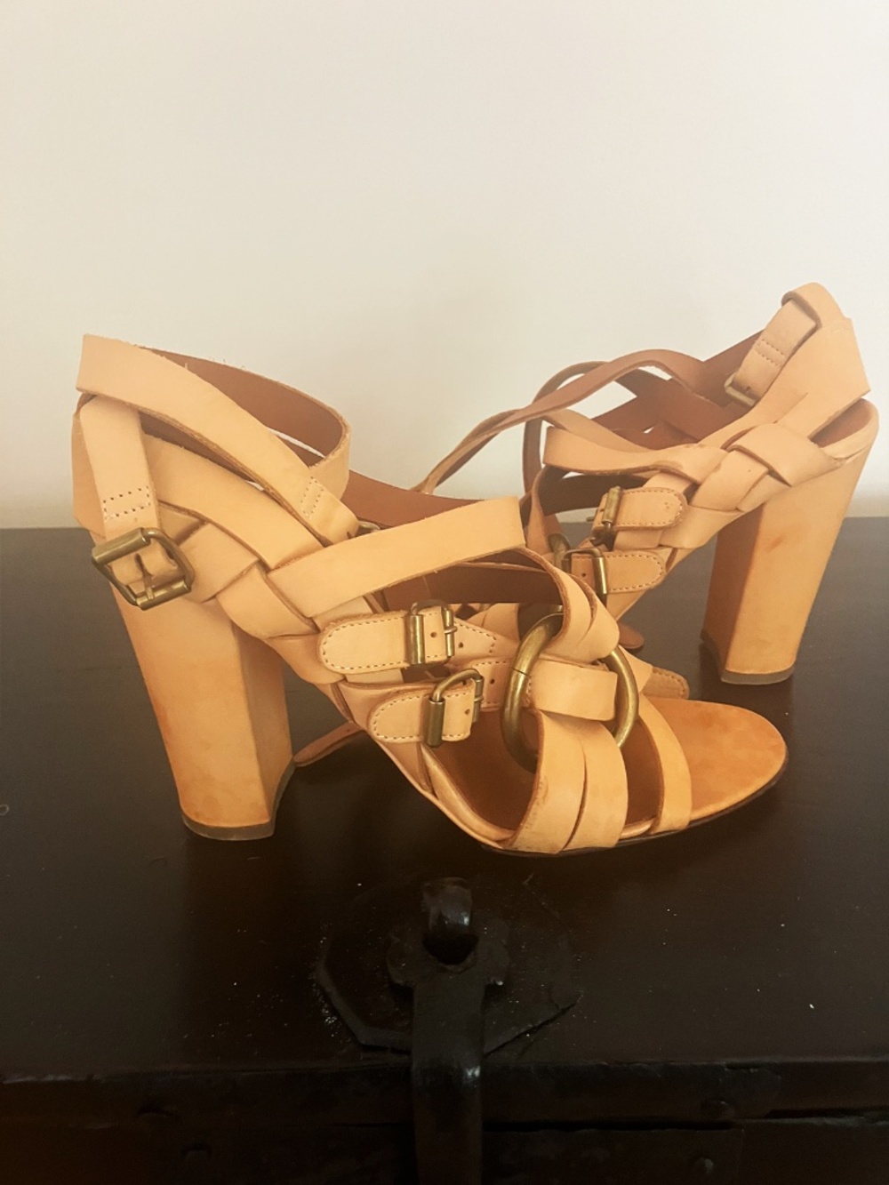Michel Vivien 4" Heel Blush Ankle Strap Sandals Sz 40